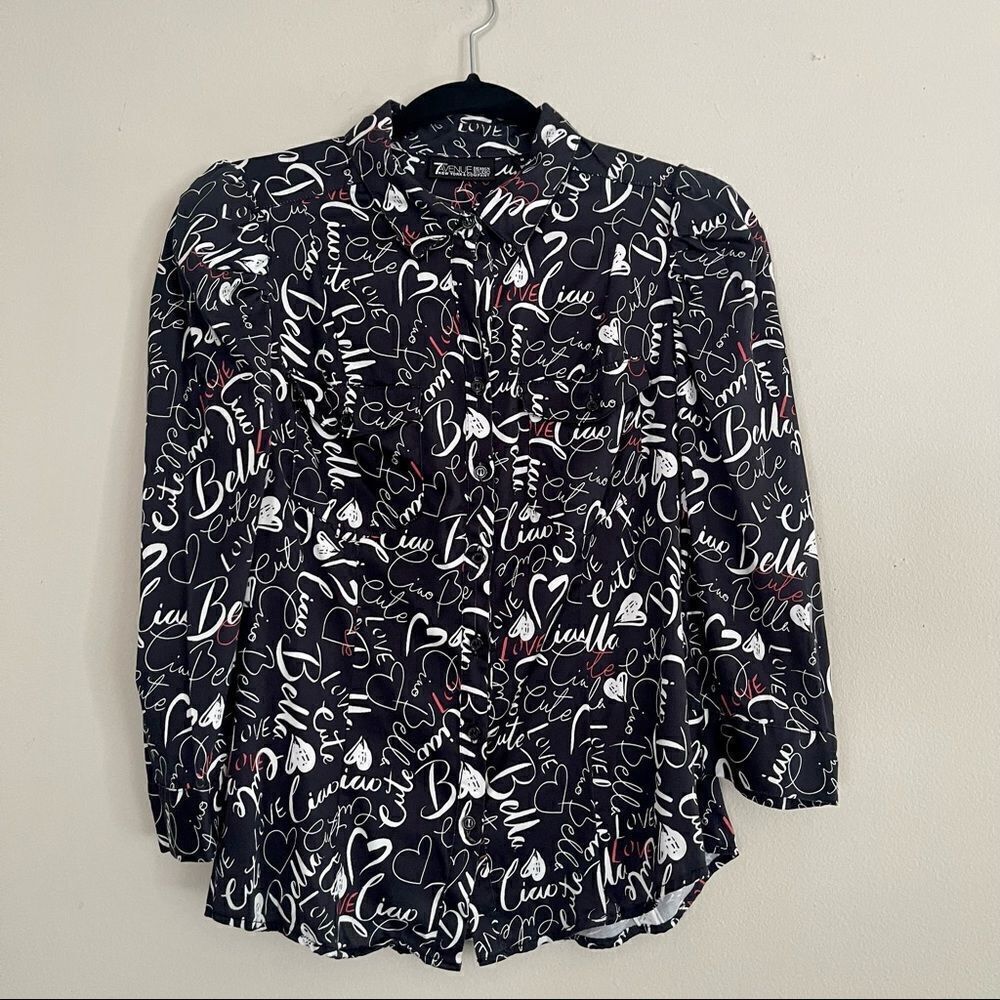 Women's New York & Company Ciao Bella Button Down Long Sleeve Top Size Medium